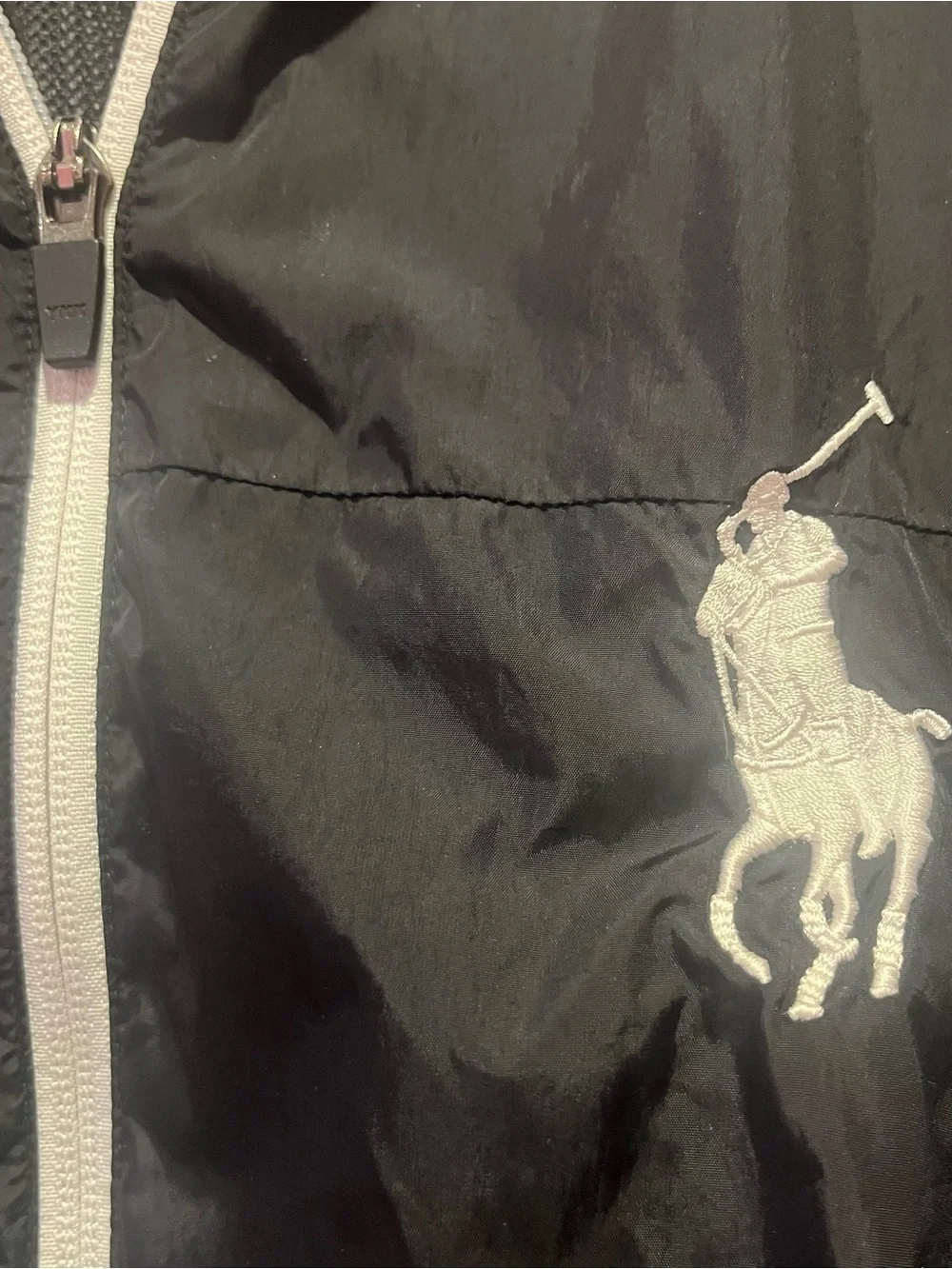 Polo Ralph Lauren 67 Performance Big Pony Black Windbreaker Jacket Hood  size L